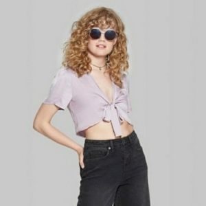Wild fable lavender front tie top